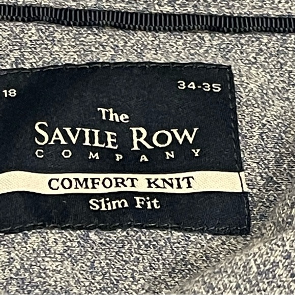 New Savile Row Slim Fit Comfort Knit Melange Grey Dress Shirt Size 18-34/35 - Picture 3 of 4